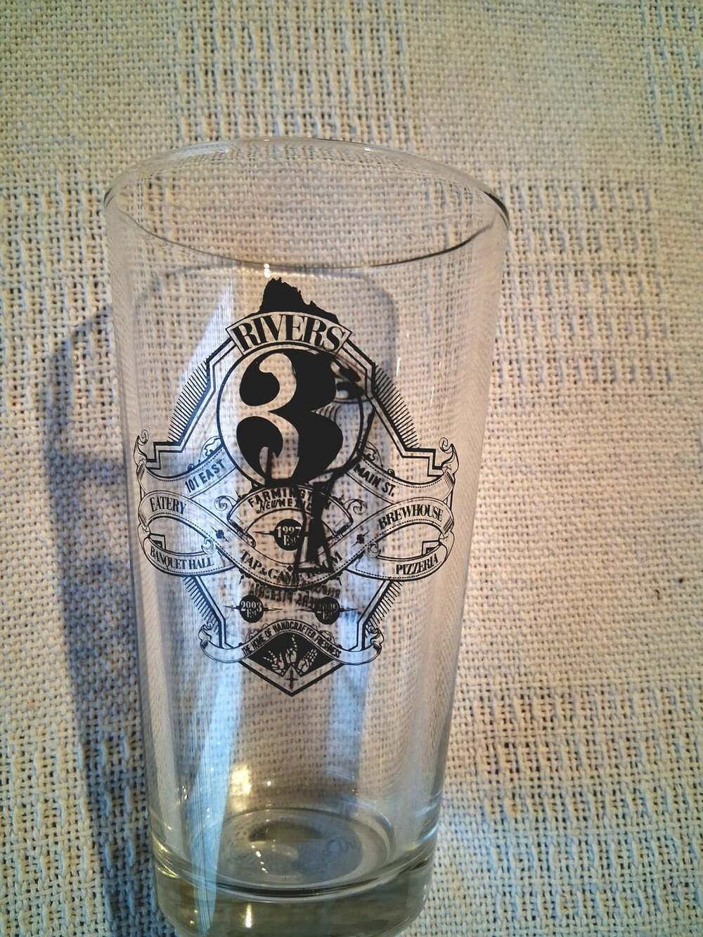 Three Rivers Brewery Pint Glass Farmington New Mexico Relocated Logo